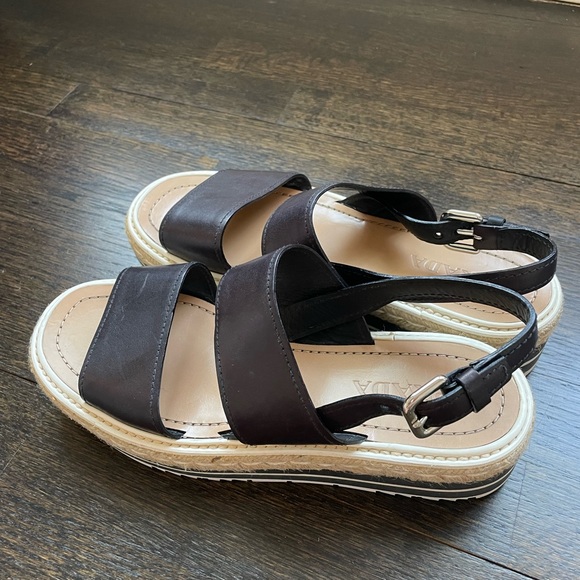 Prada Black Leather Platform Espadrilles - Picture 5 of 7